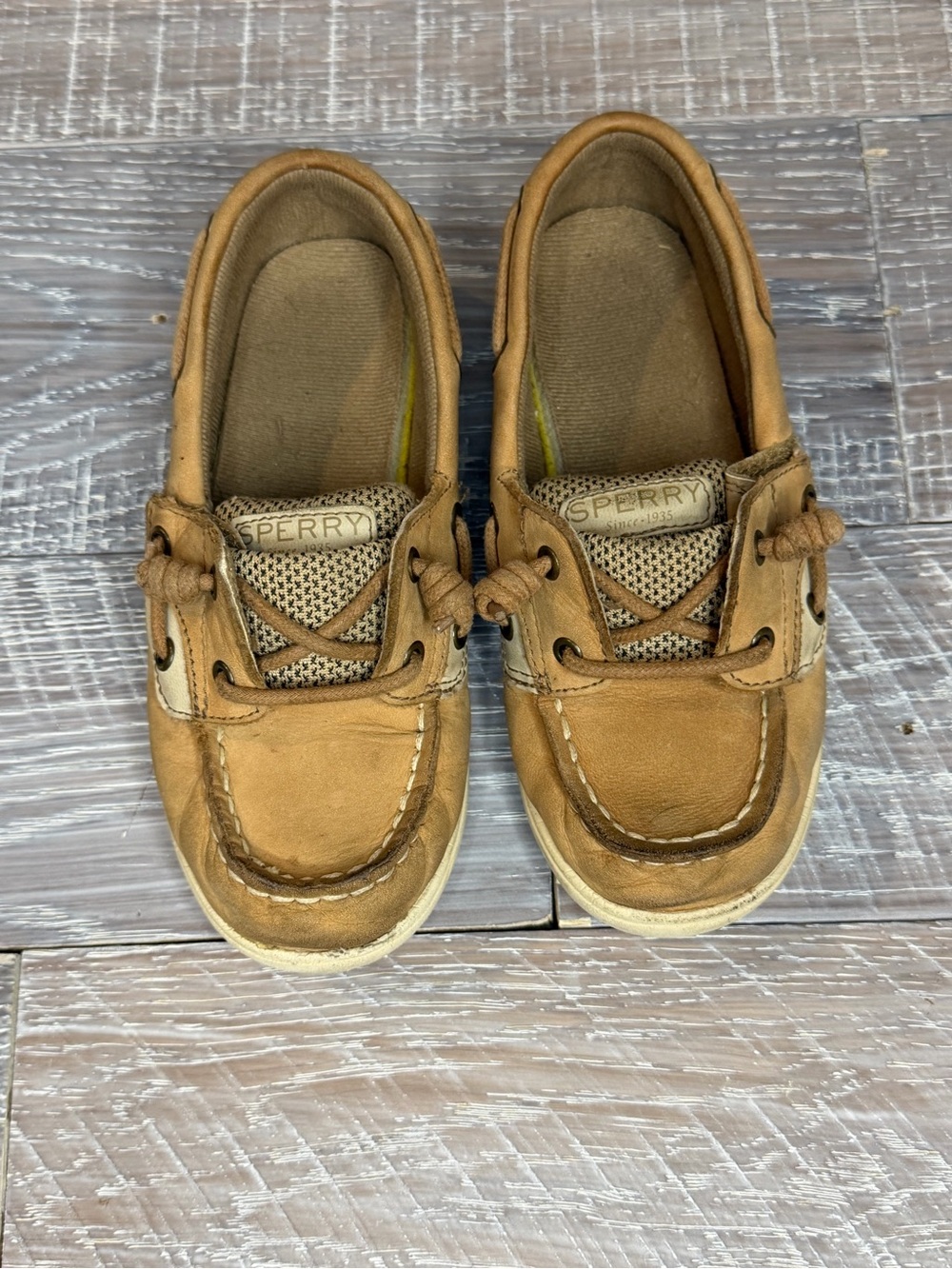 Sperry Shoresider Jr Kids Tan Boat Shoes